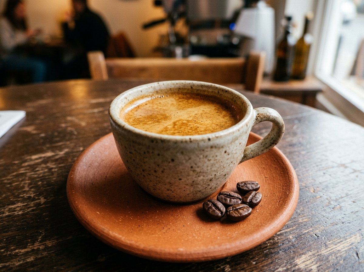 Espresso extracted in demitasse cup